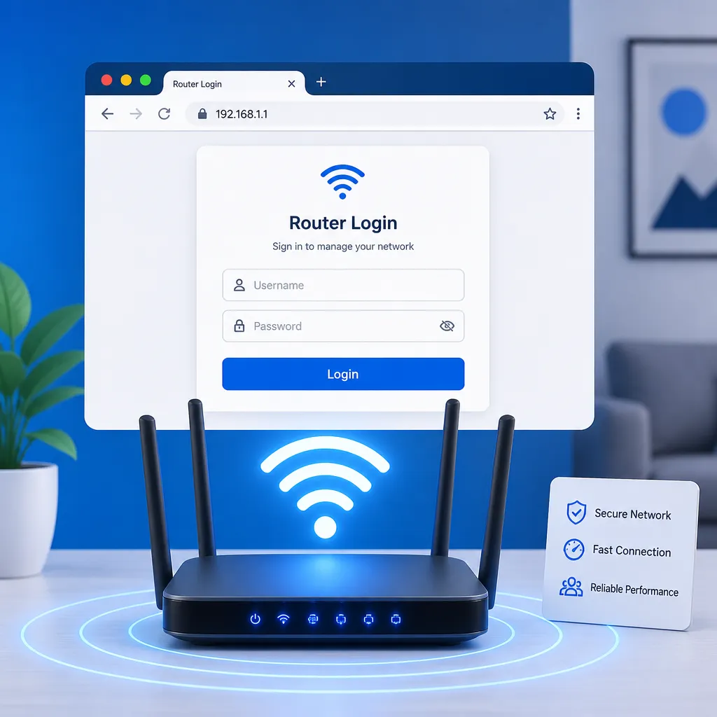 Router mit Login-Bildschirm für die Speedport-Konfigurationsseite im Heimnetzwerk
