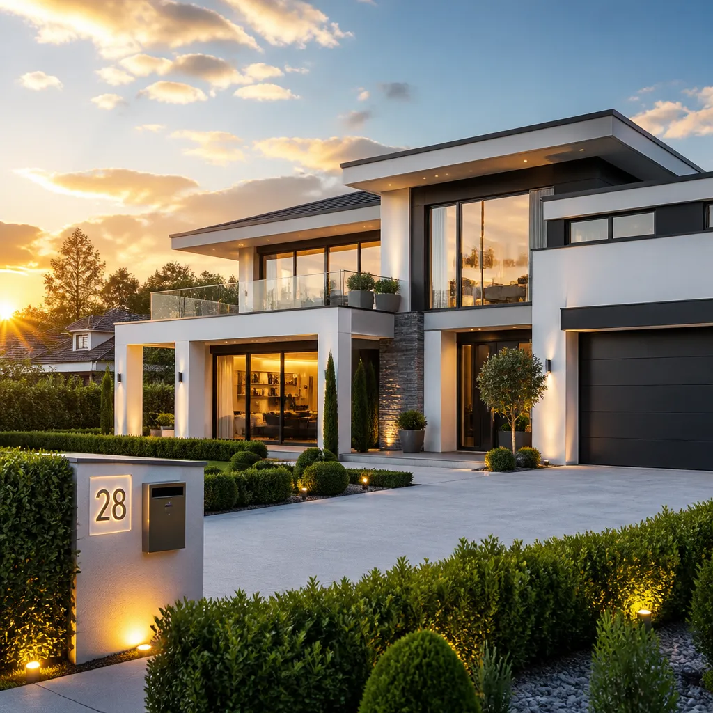 Luxusvilla mit großem Garten als Symbolbild für Vermögen und Immobilienbesitz